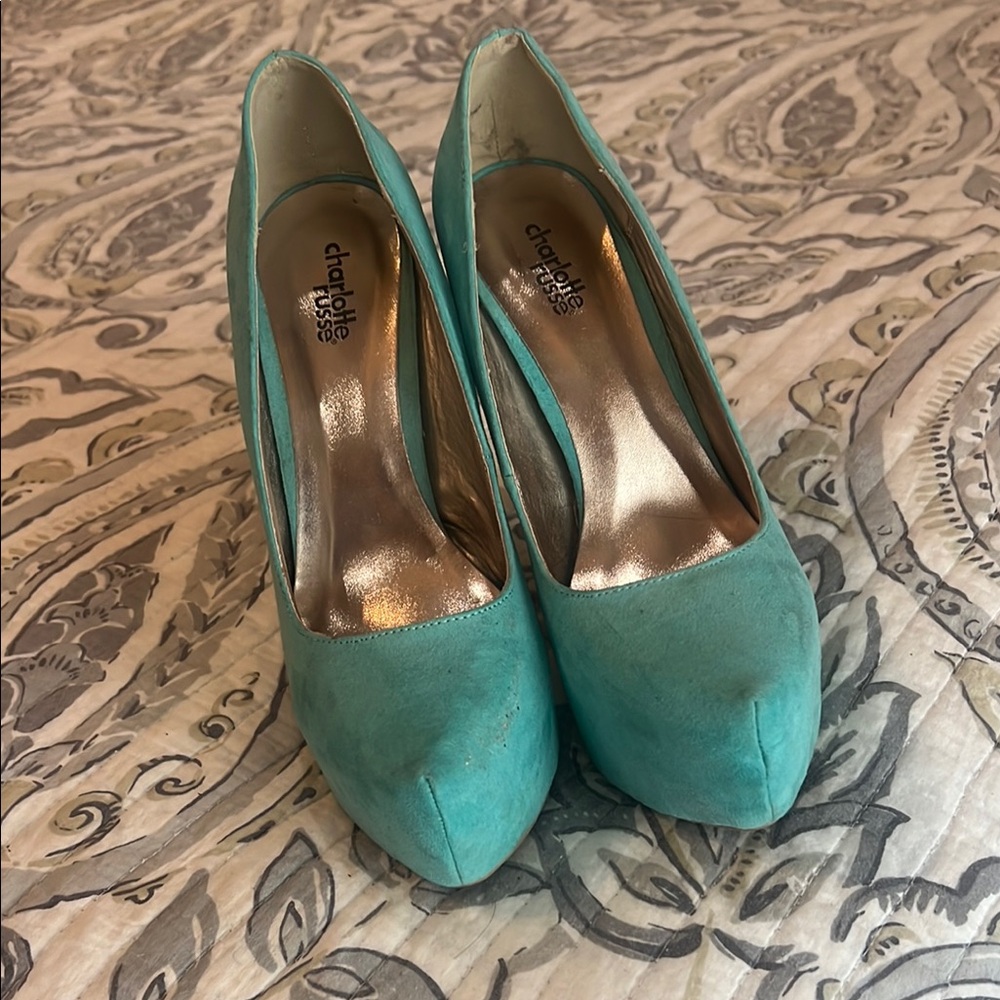 Charlotte Russe Green Suede Heels